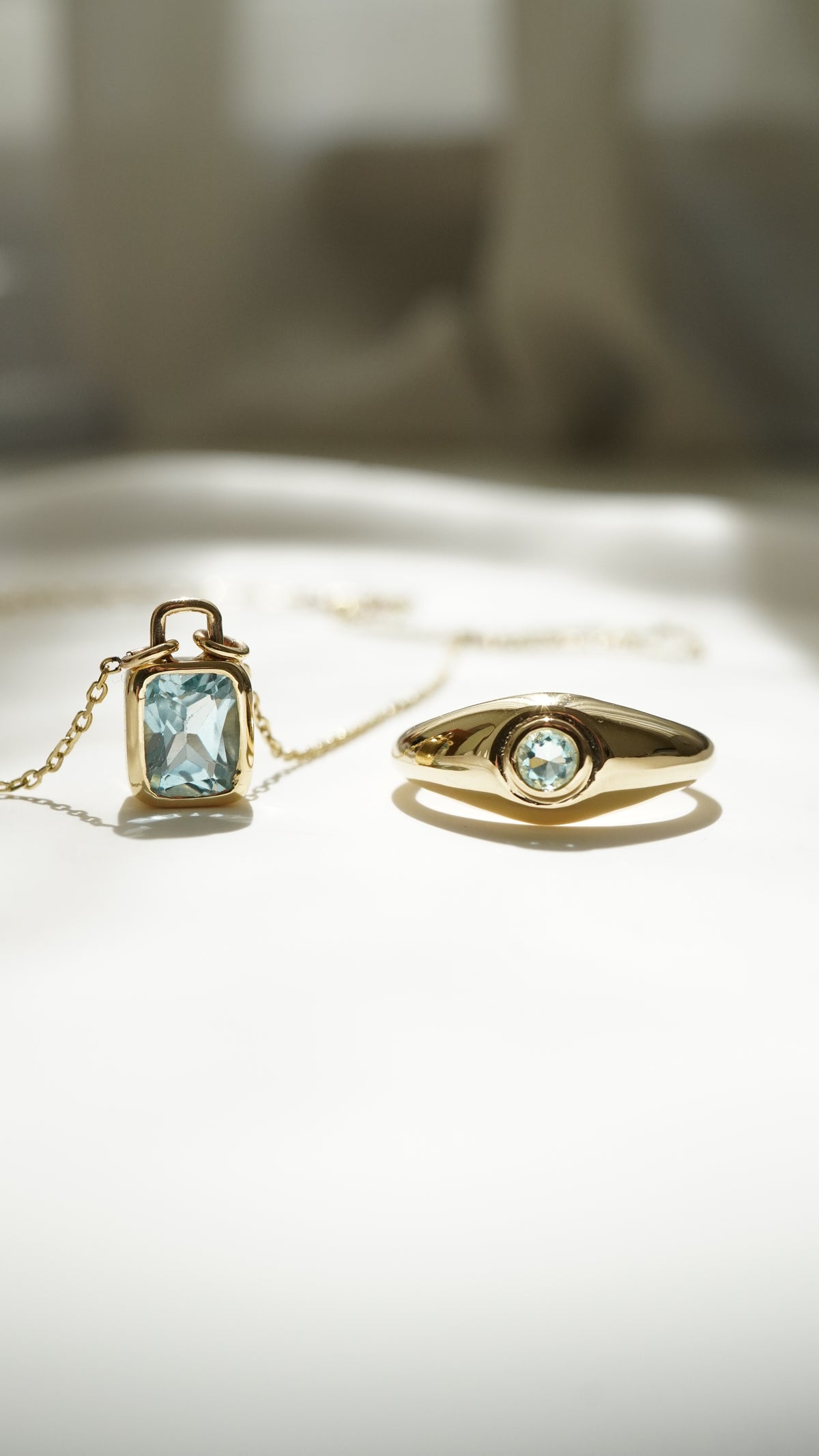 Aqua Yüzük - 14k Gold