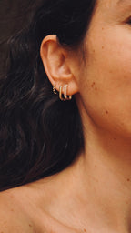 Taşlı Basic Küpe - 14k Gold