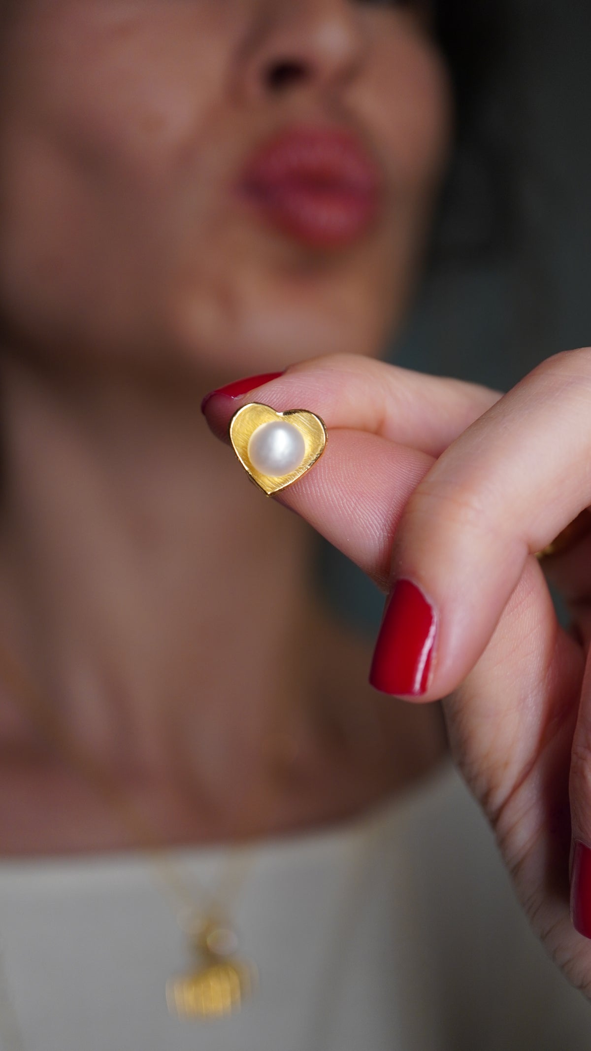 Pearl on Heart Küpe
