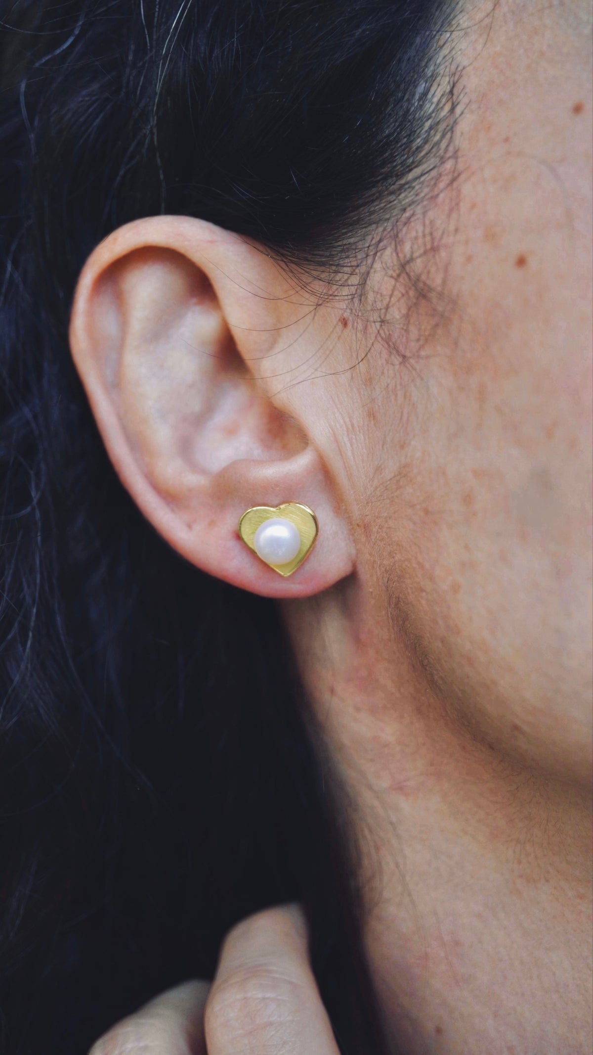 Pearl on Heart Küpe