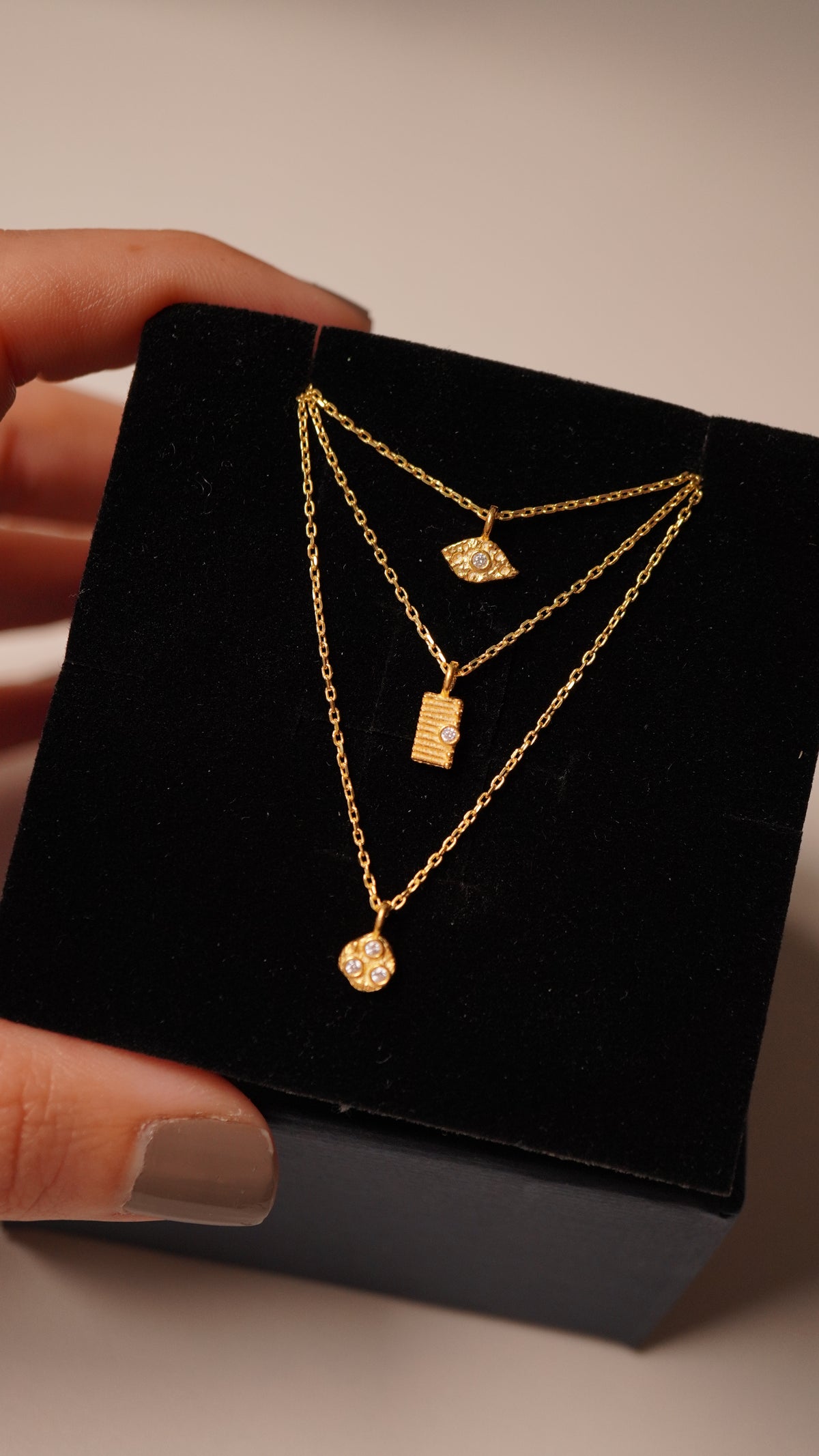 Necklet Göz Tek Taşlı Kolye